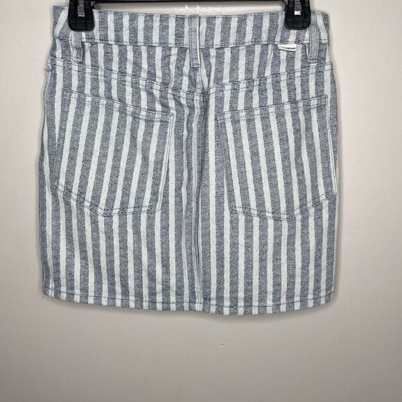 BILLABONG Womens Striped Denim Mini Skirt EUC Sz 25 Button-Fly Cotton Pockets - Picture 3 of 8